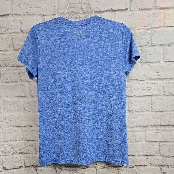 Under Armour Women's UA Tech Twist T-Shirt V-Neck SpaceDye Blue Loose Activewear - Picture 8 of 8